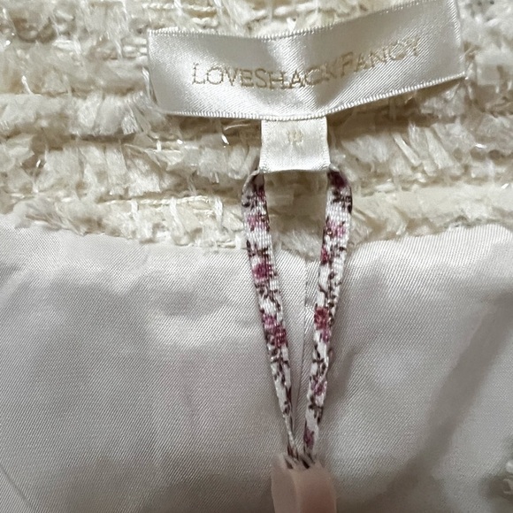 NWT LOVESHACKFANCY Vermont Tweed Woven Beige Jacket Sz 12 - Picture 6 of 9